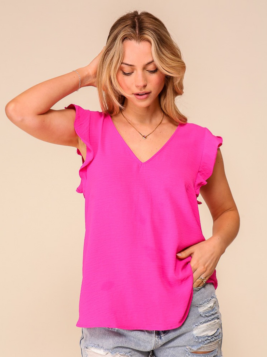 Ruffle Sleeve Airflow Top : Pink