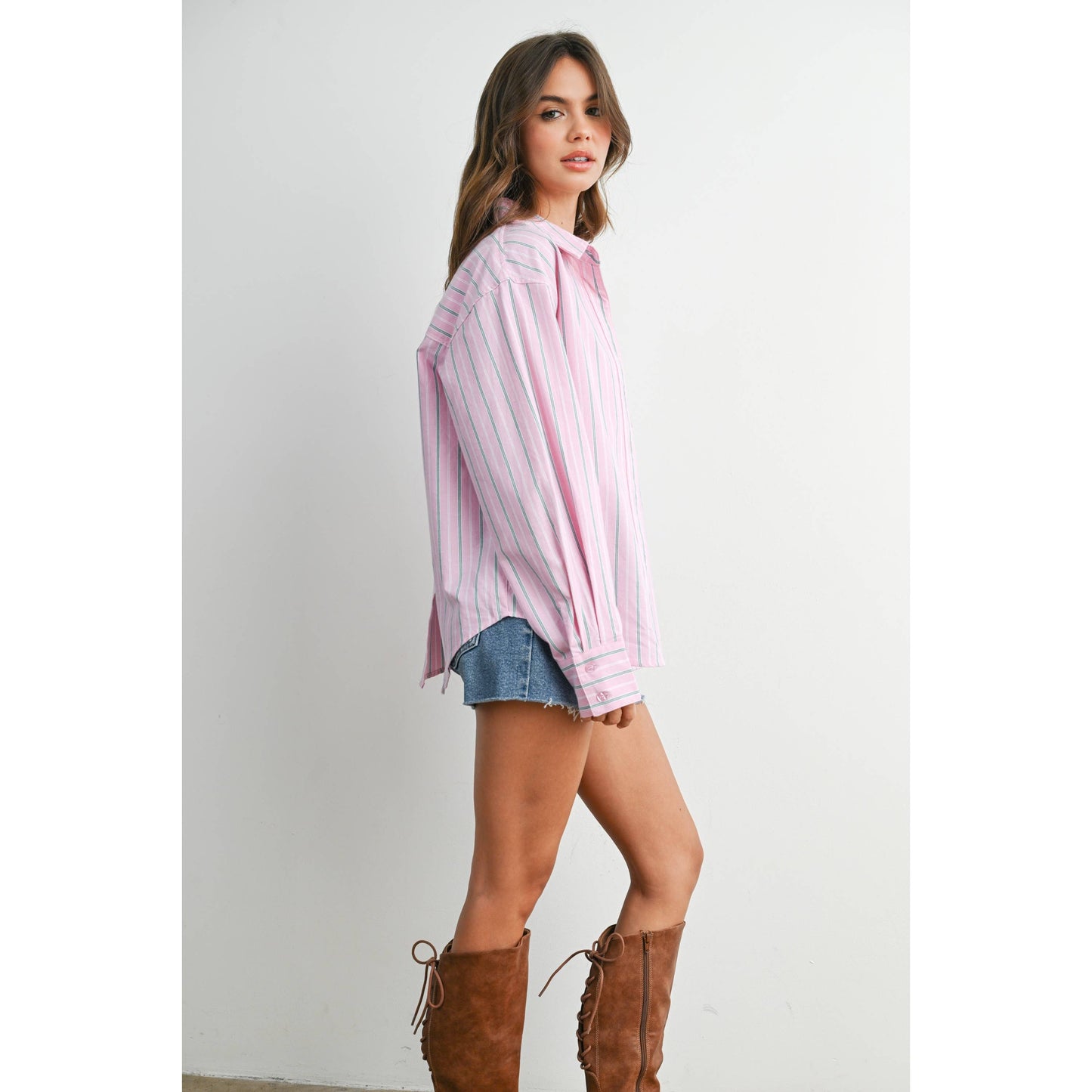 Striped Long-Sleeve Button-Up Shirt - BMT8055