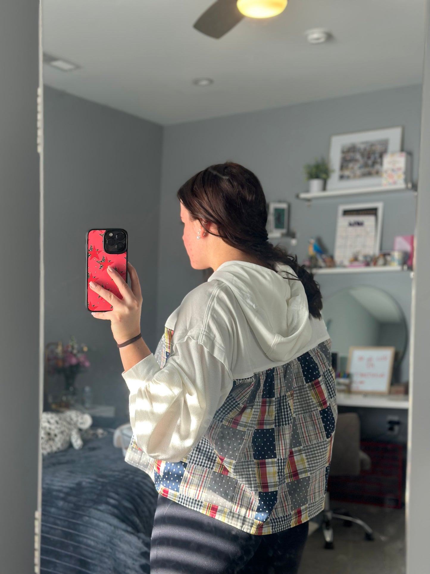 Patchwork Contrast Cropped Hoodie