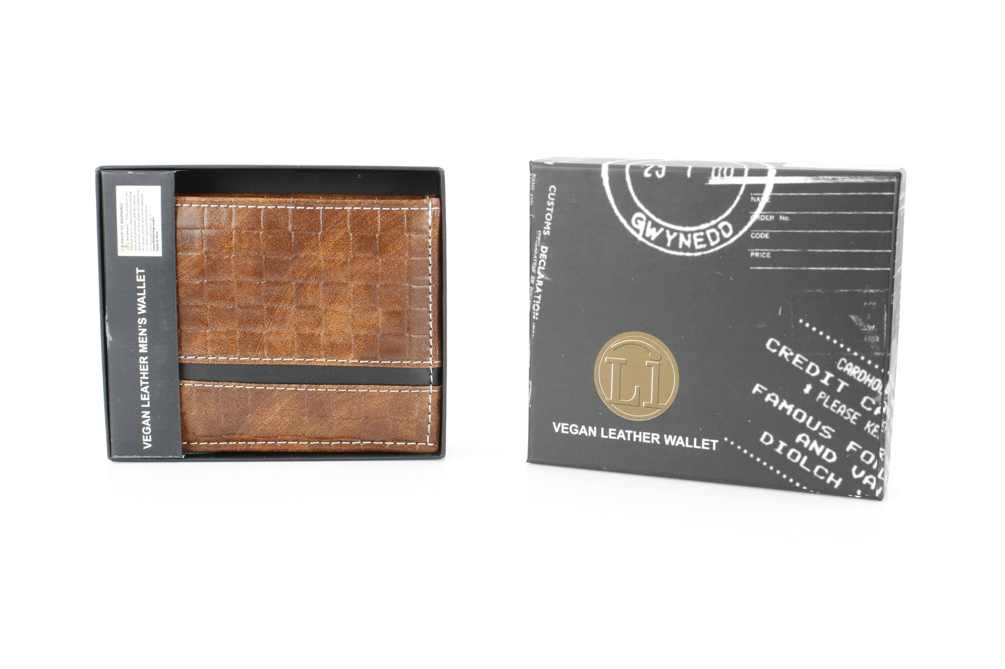 Vegan Bifold Wallet with Basket Weave Pattern VL 905