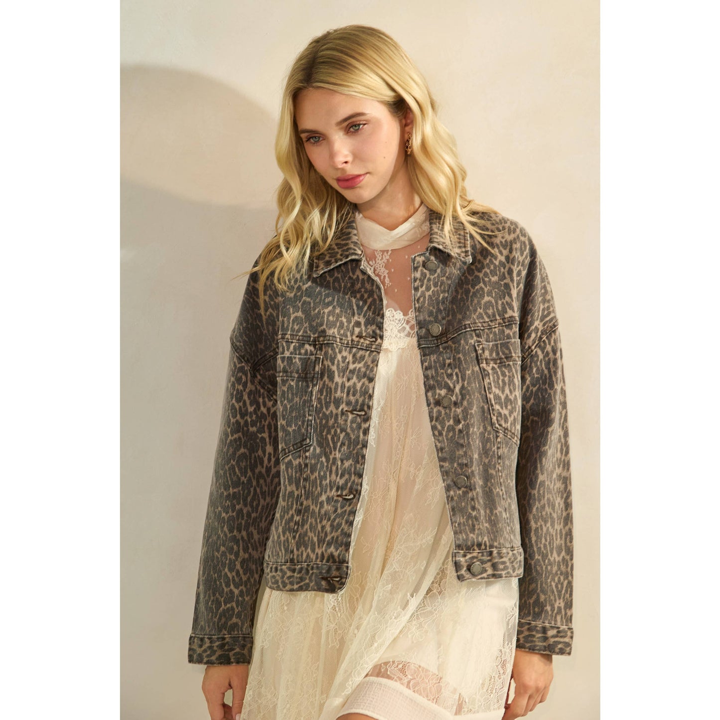 Leopard Printed Denim Jacket