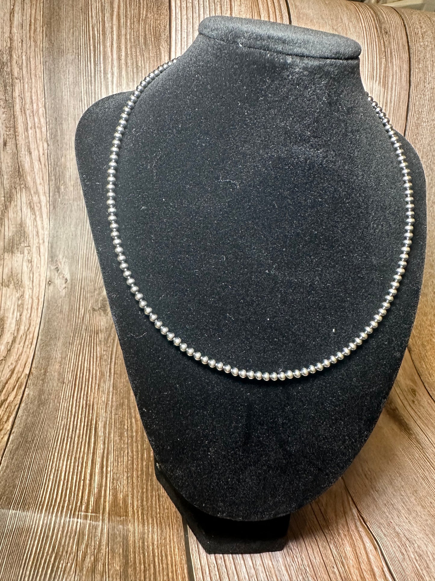 14 inch 3mm Sterling Silver Pearls Necklace