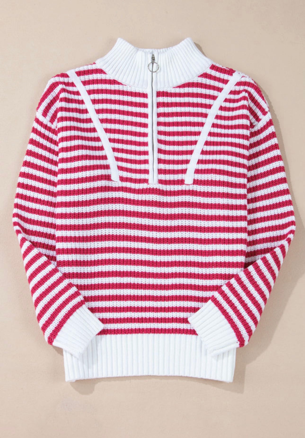 Stripped quarter zip sweater *2COLORS