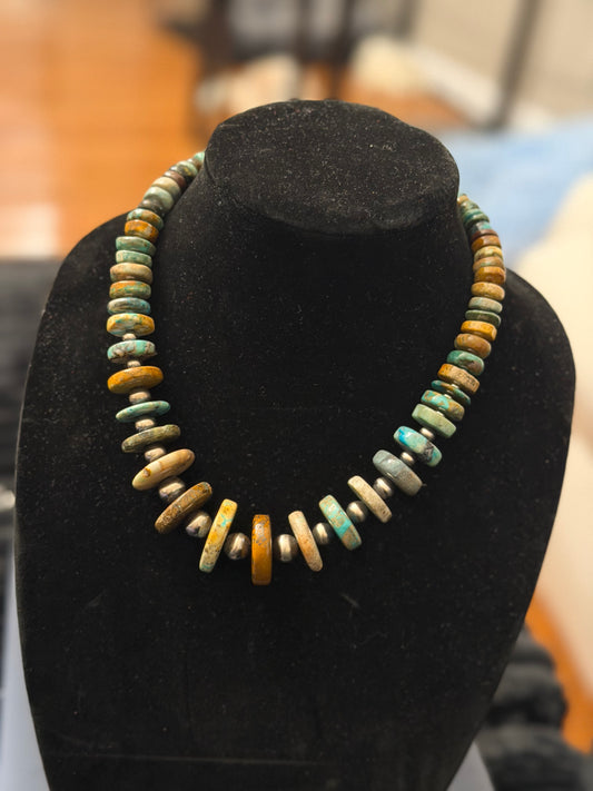 Chunky natural turquoise graduated necklace