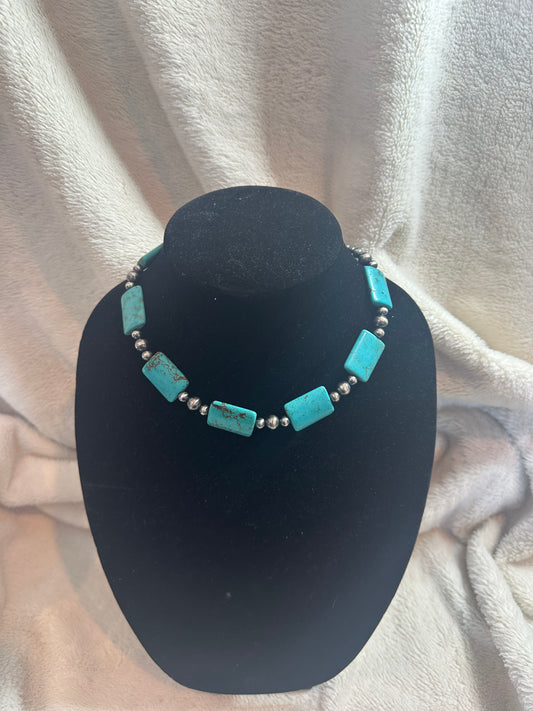 4-8mm navajo pearls x turquoise rectangle beads