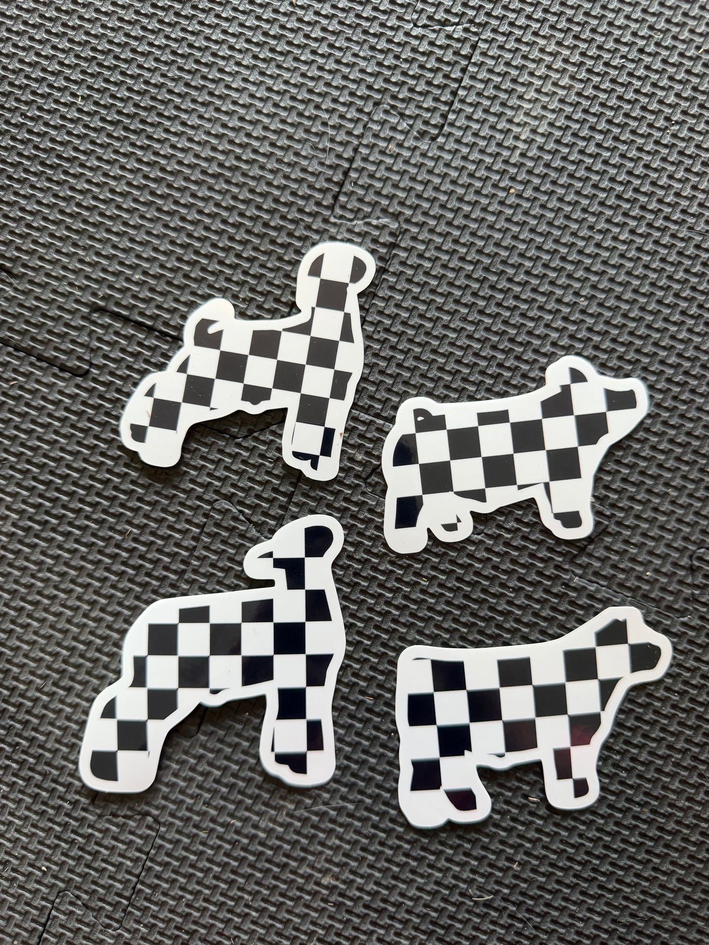 checker print livestock animals - die cut sticker