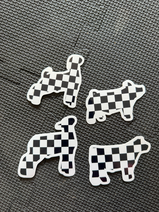 checker print livestock animals - die cut sticker