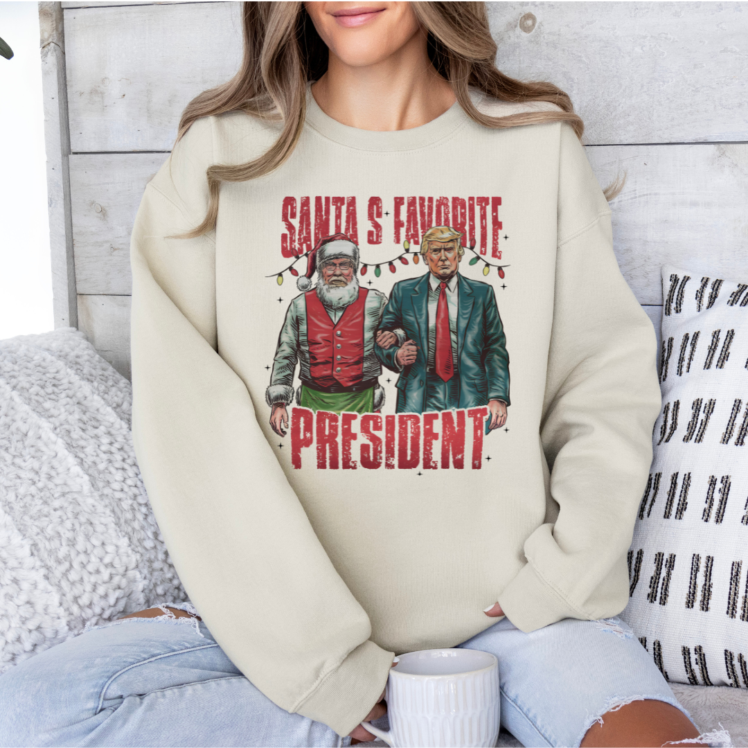 santas favorite president trump tshirt/crewneck