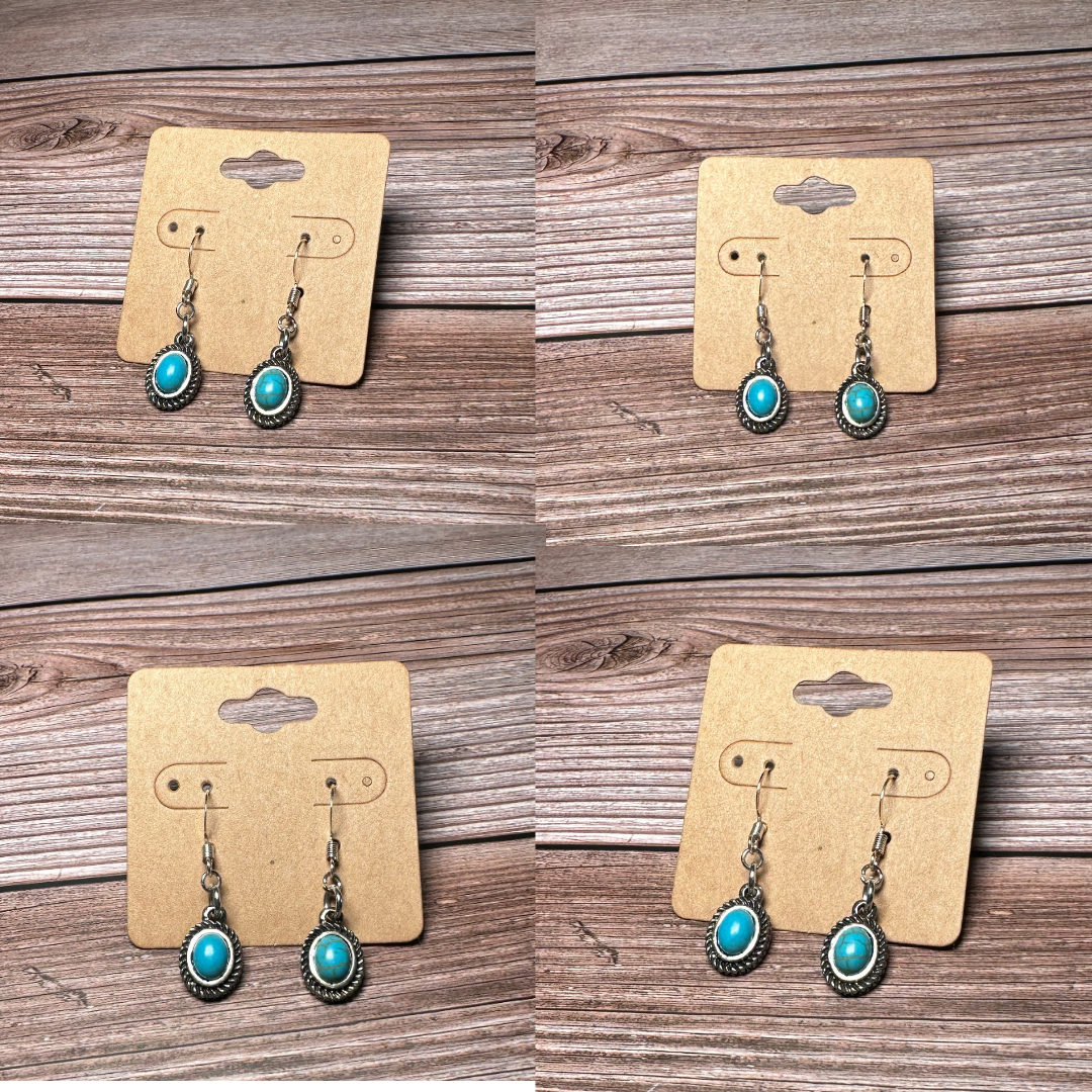 Mini Dainty Turquoise Drop Earrings