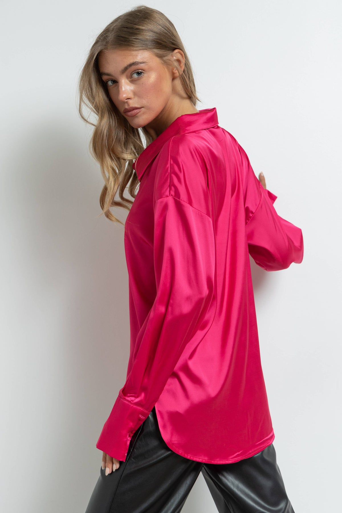 Silky Satin Button Down Shirt