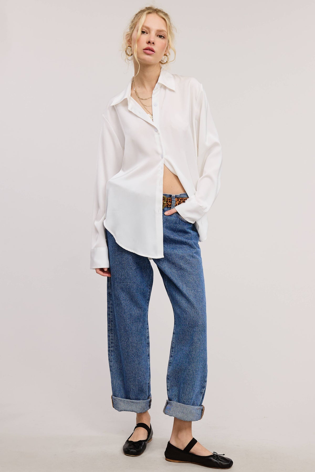 Silky Satin Button Down Shirt