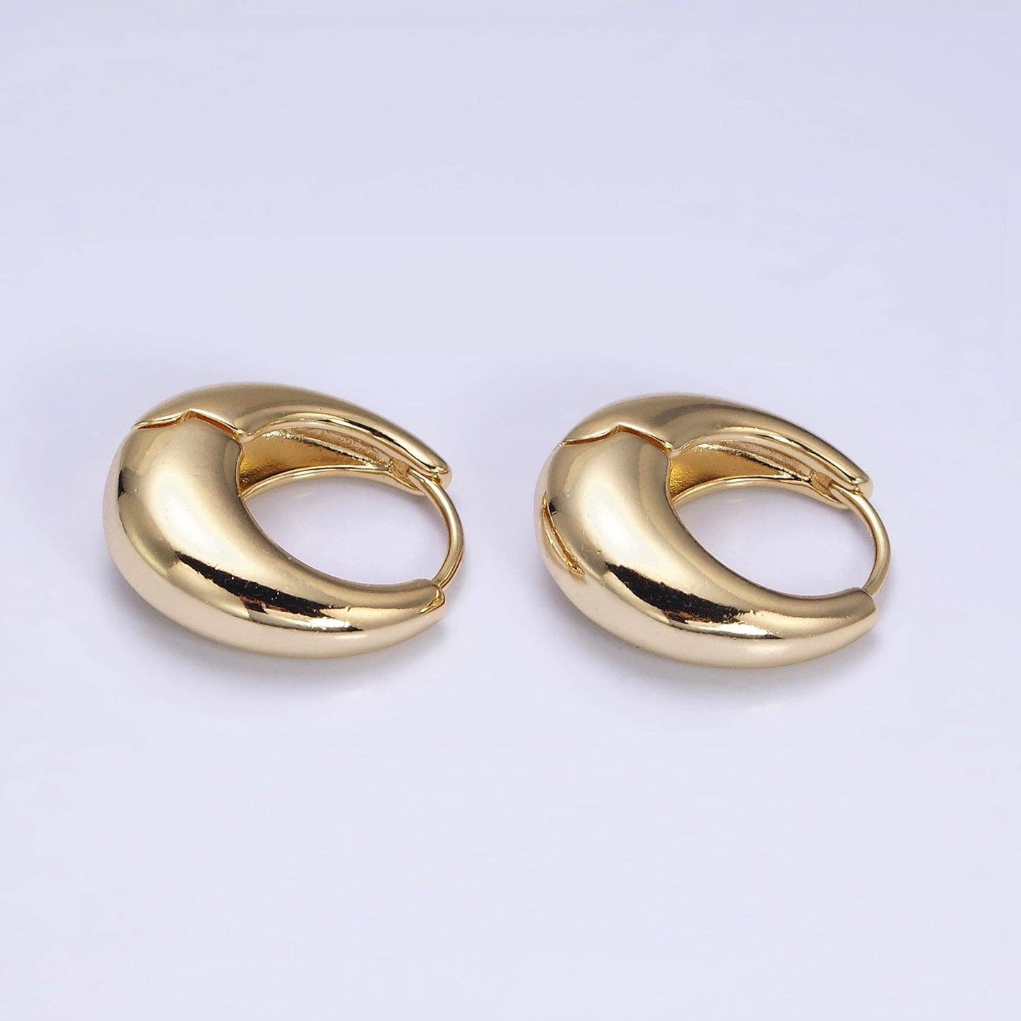 14K Gold Filled 19mm Chubby Dome Minimalist Huggie Earrings