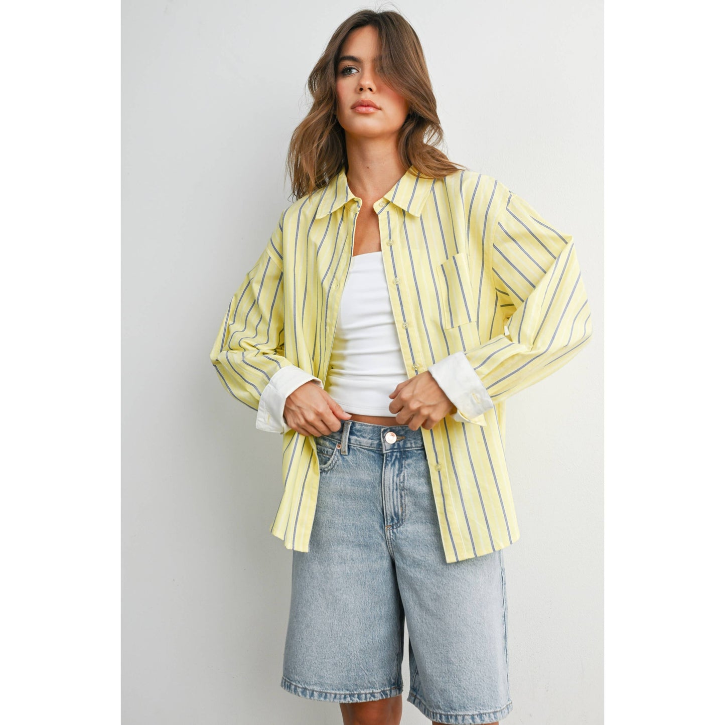 Striped Long-Sleeve Button-Up Shirt - BMT8055