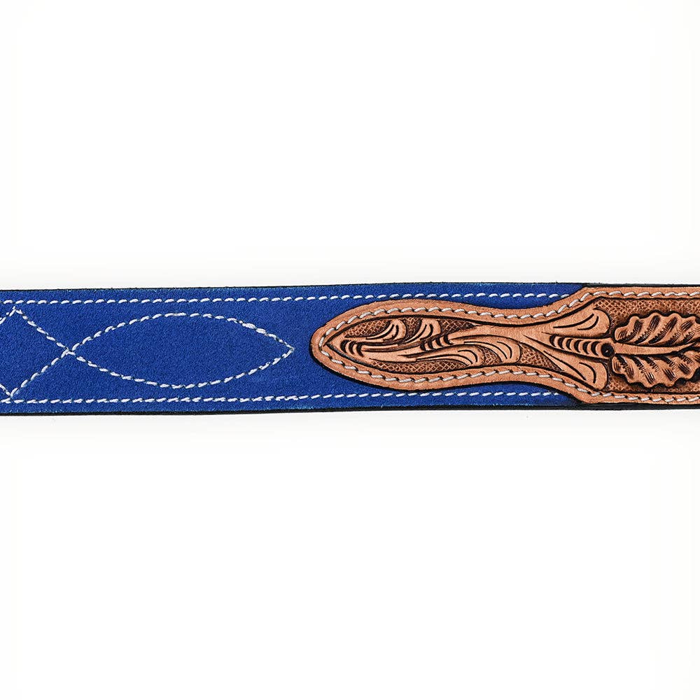 Hand Tooled Genuine American Suede Leather Belt Unisex