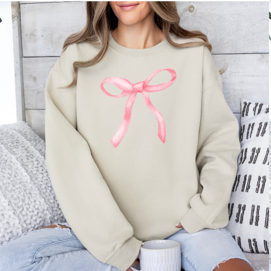 pink pastel bow crewneck