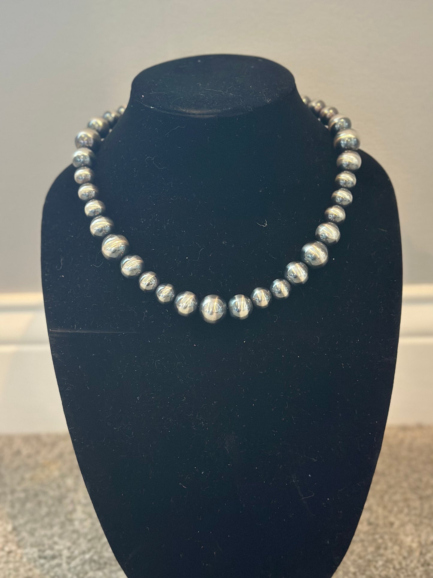 12-16mm graduated sterling silver pearl necklace