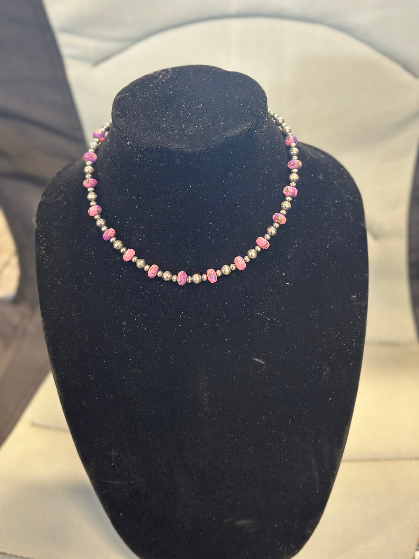 Natural Mohave x pearl necklace