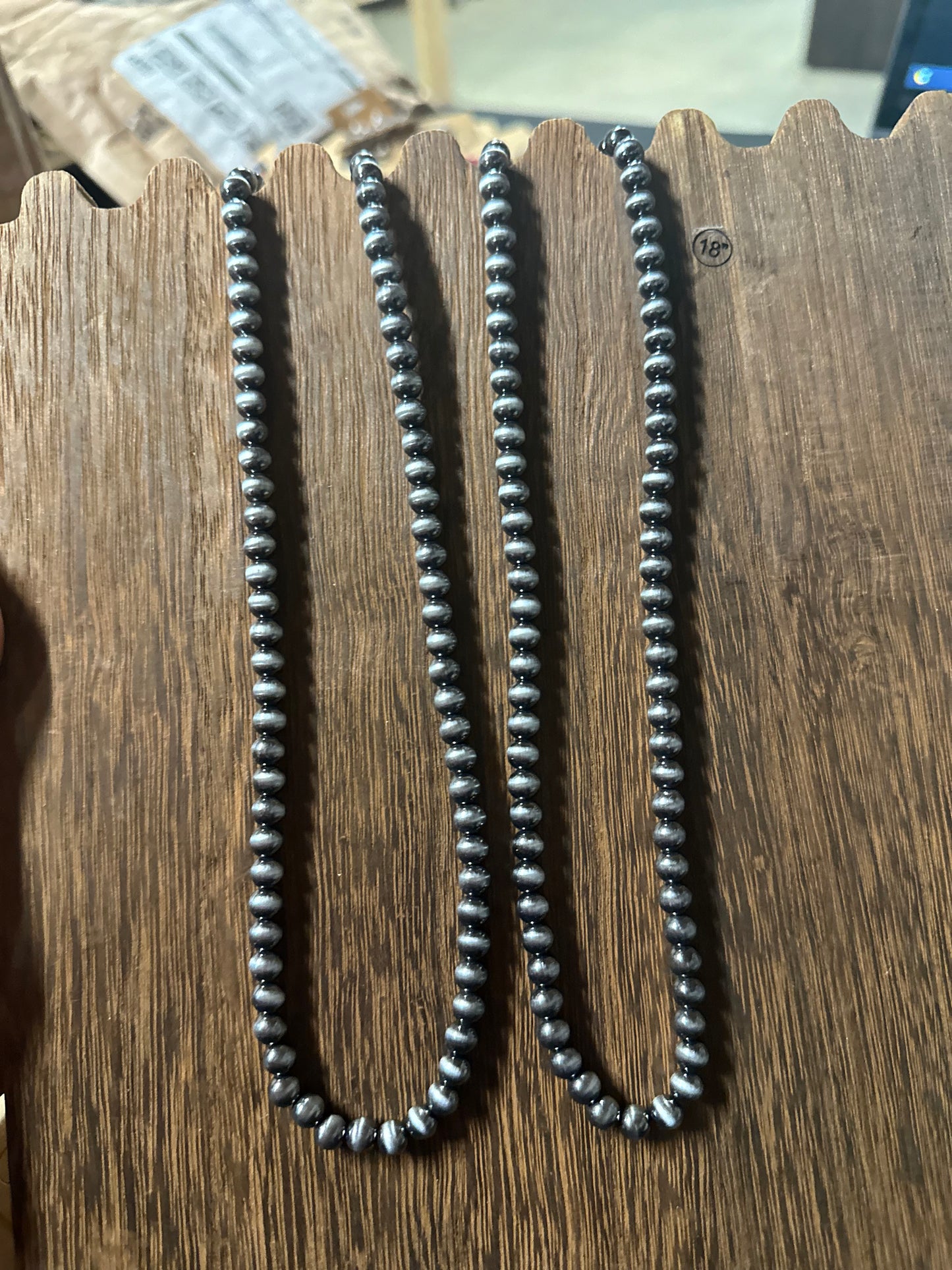 6mm Navajo style pearl necklace 18”