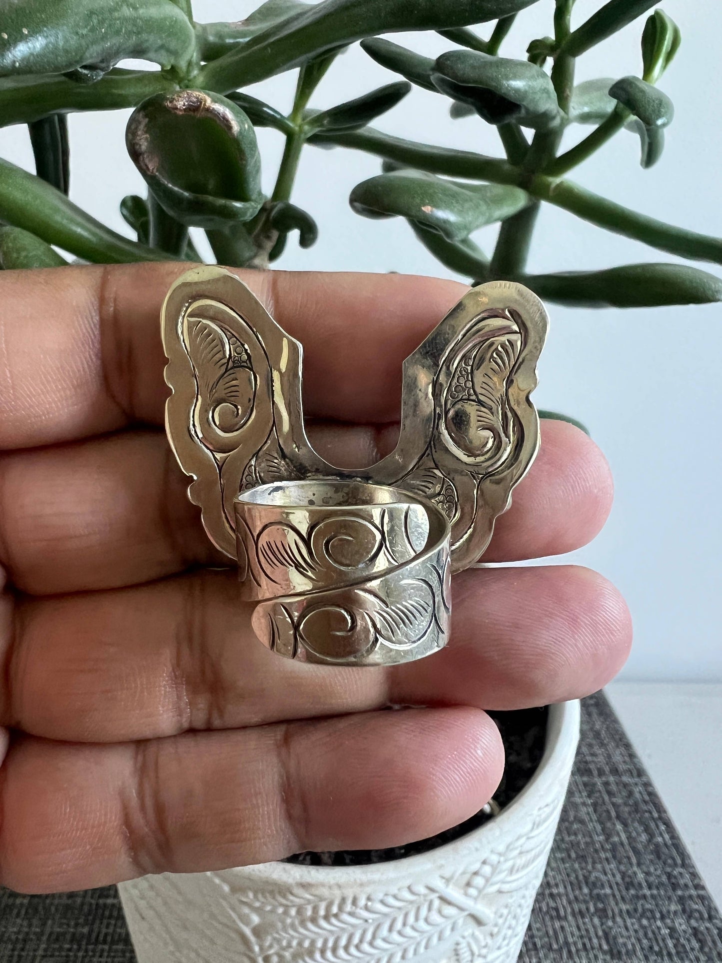 Natural Turquoise adjustable ring, Tibetan silver