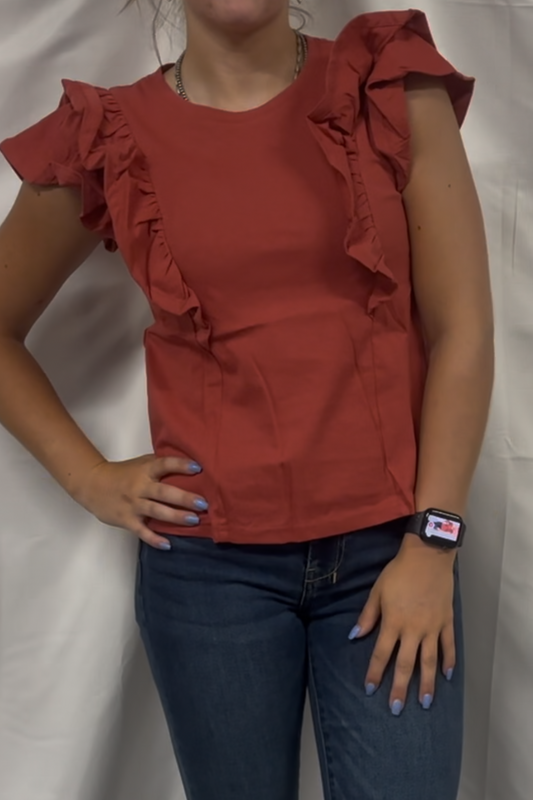 Ruffled Short Sleeve Top