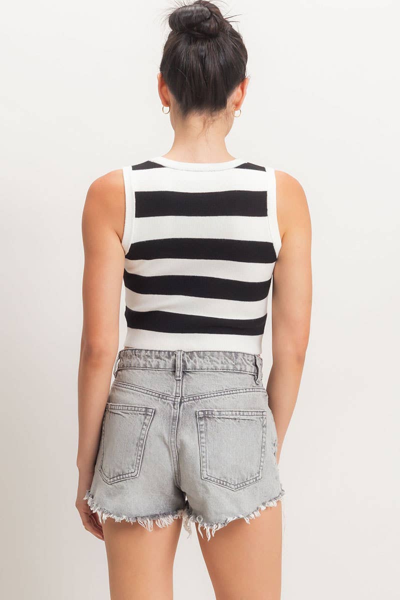 Striped Crop Tank Knit Top