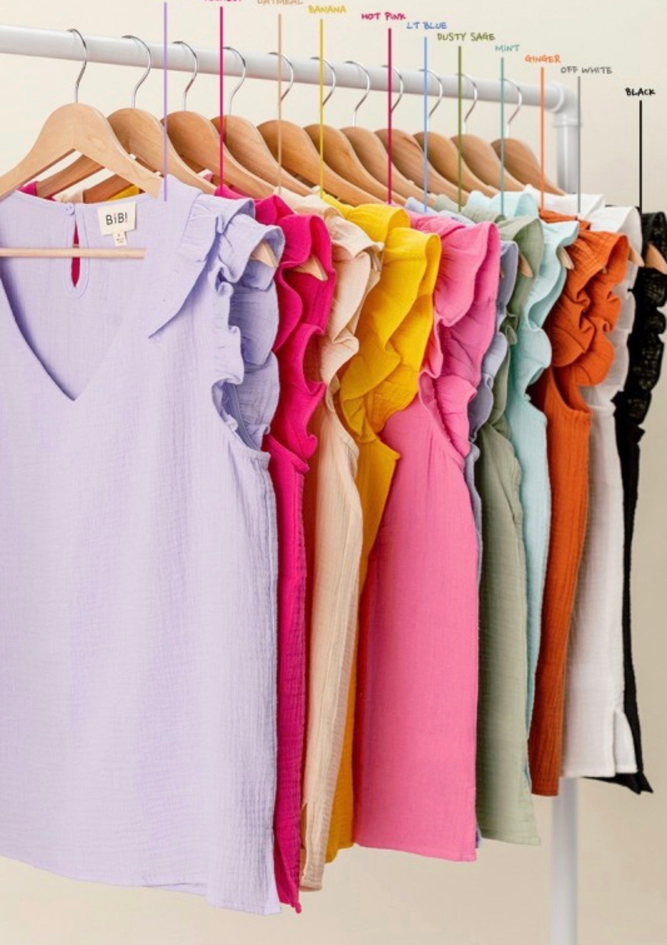 Ruffled edge wrinkled gauze v neck blouse