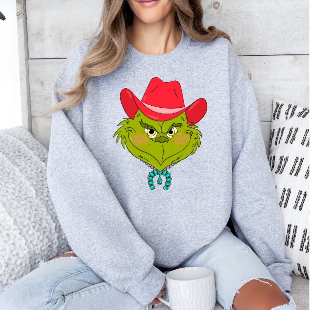 Cowboy Grinch tshirt/ crewneck