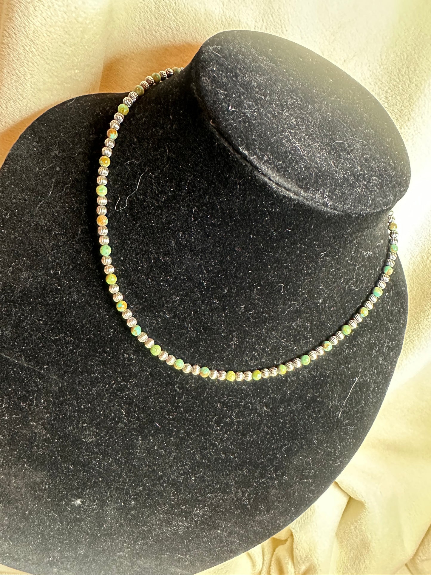 4mm corrugated x turquoise necklace