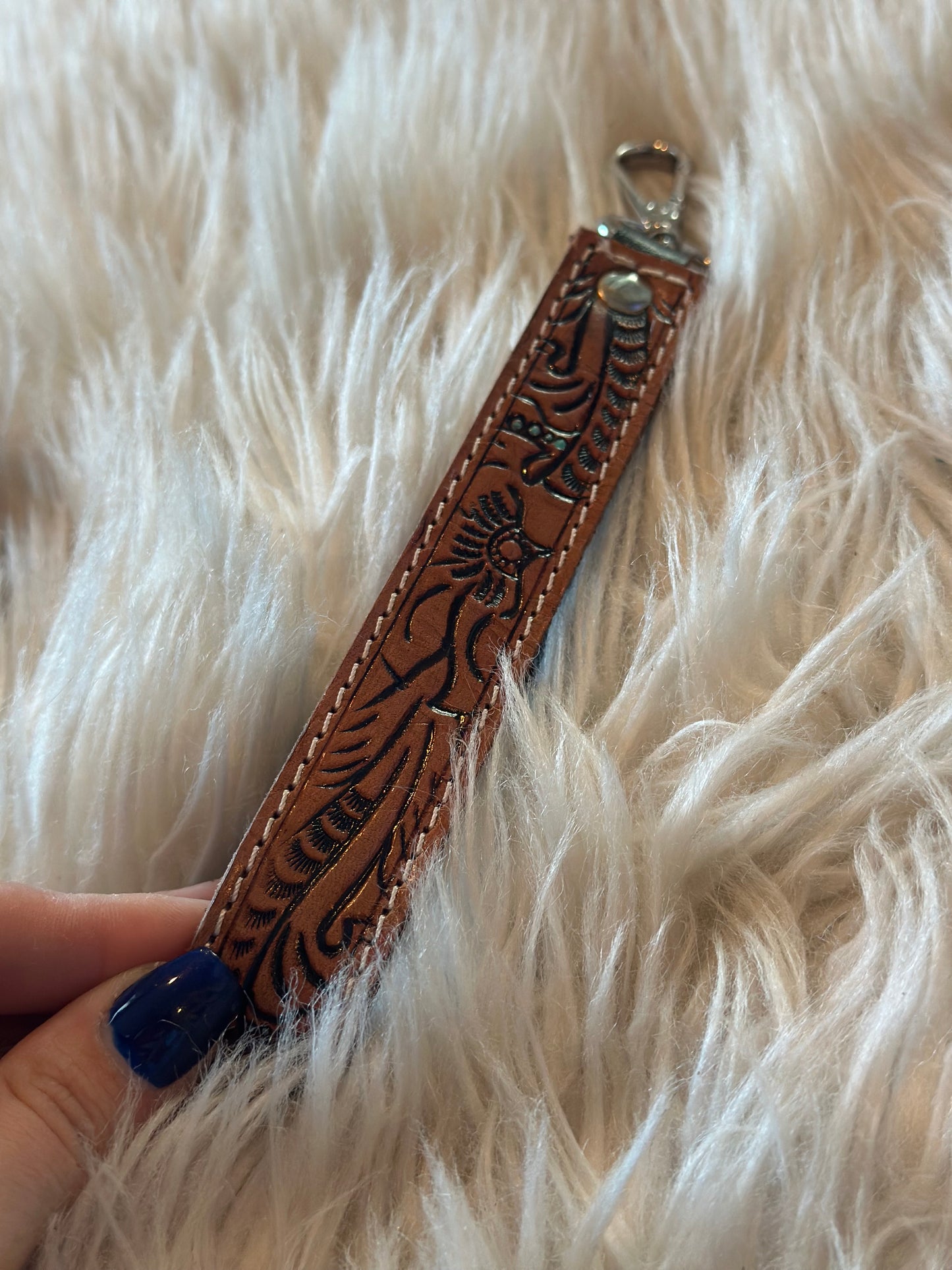 Tooled Leather Keychain