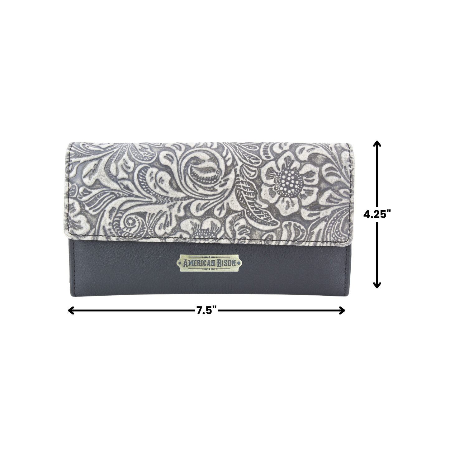 Women’s Brown Leather Grey Floral Clutch ABLW 18-2525