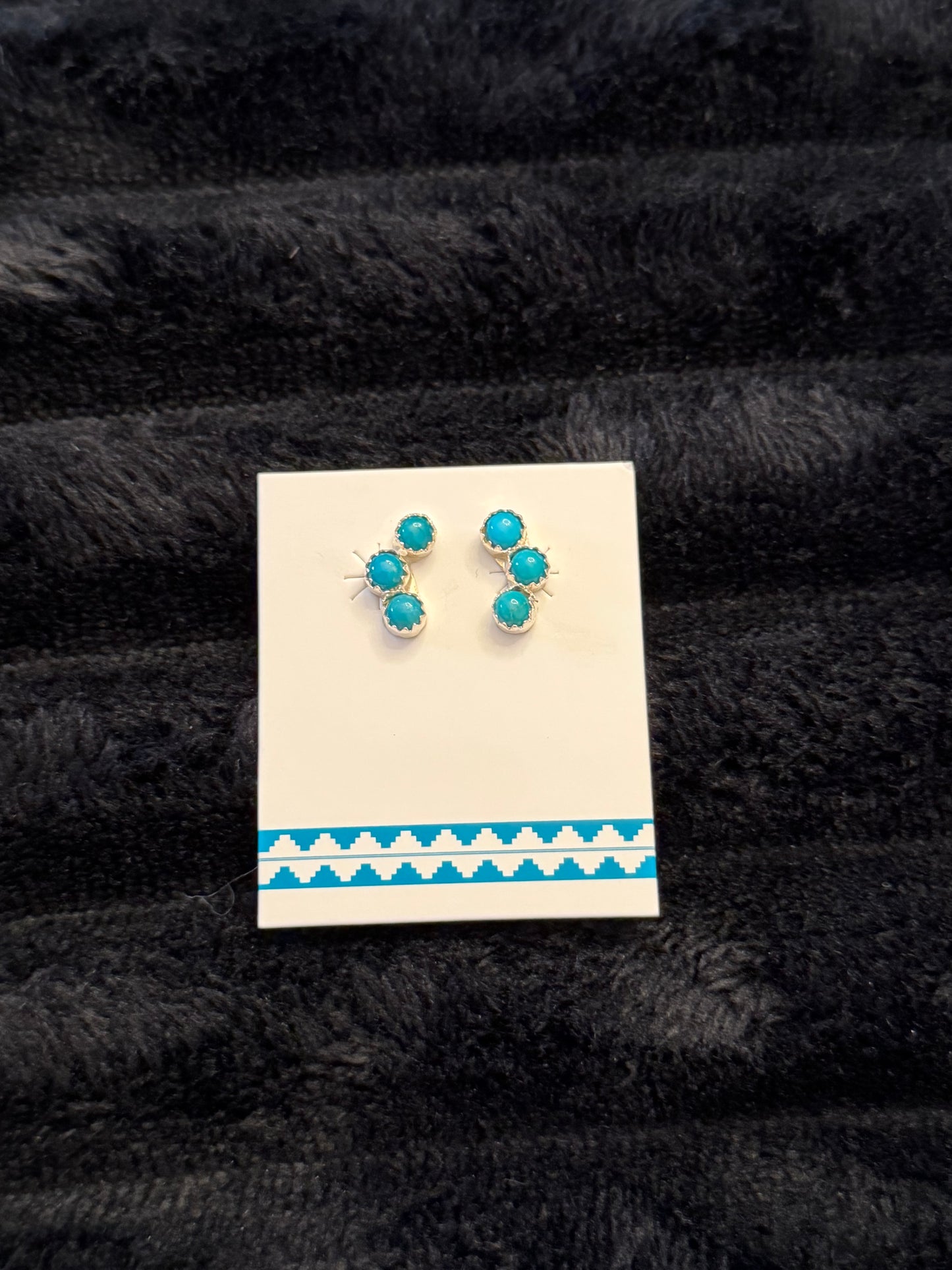 Zuni Handmade Kingman Turquoise Earrings - Janice Spencer