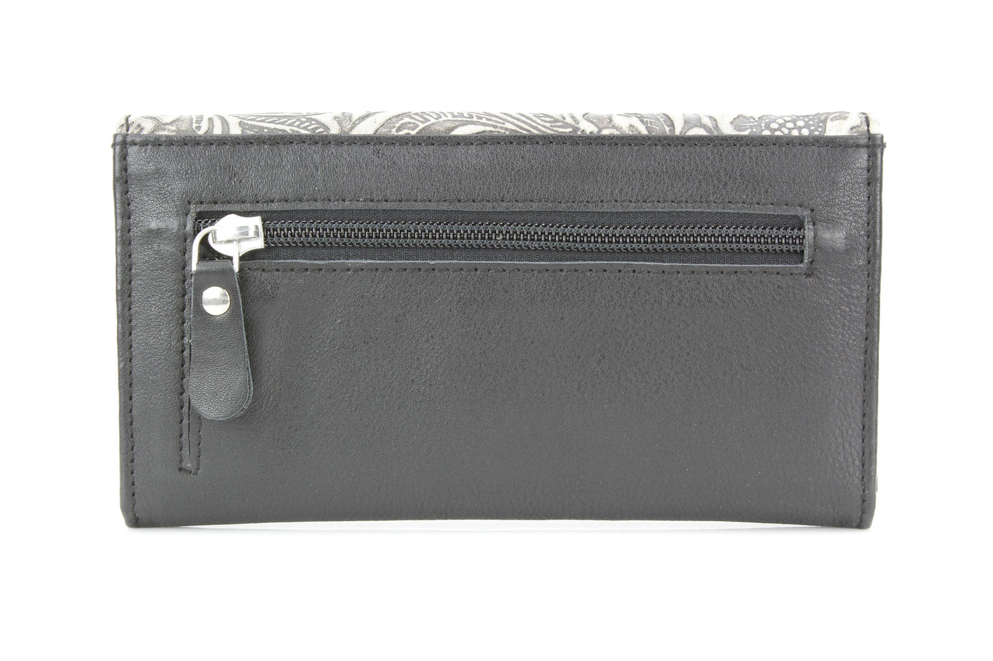 Women’s Brown Leather Grey Floral Clutch ABLW 18-2525