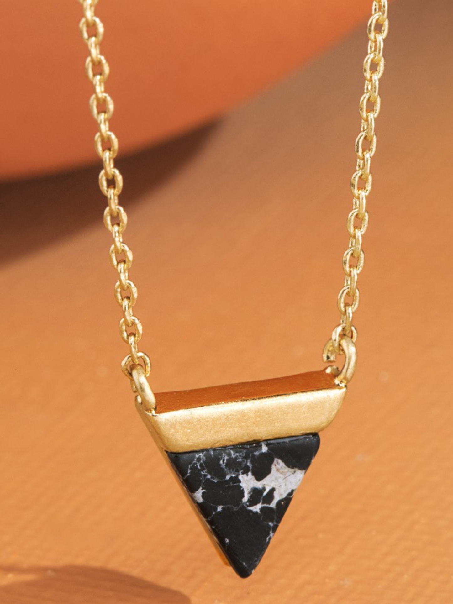 Natural Stone Triangle Necklace