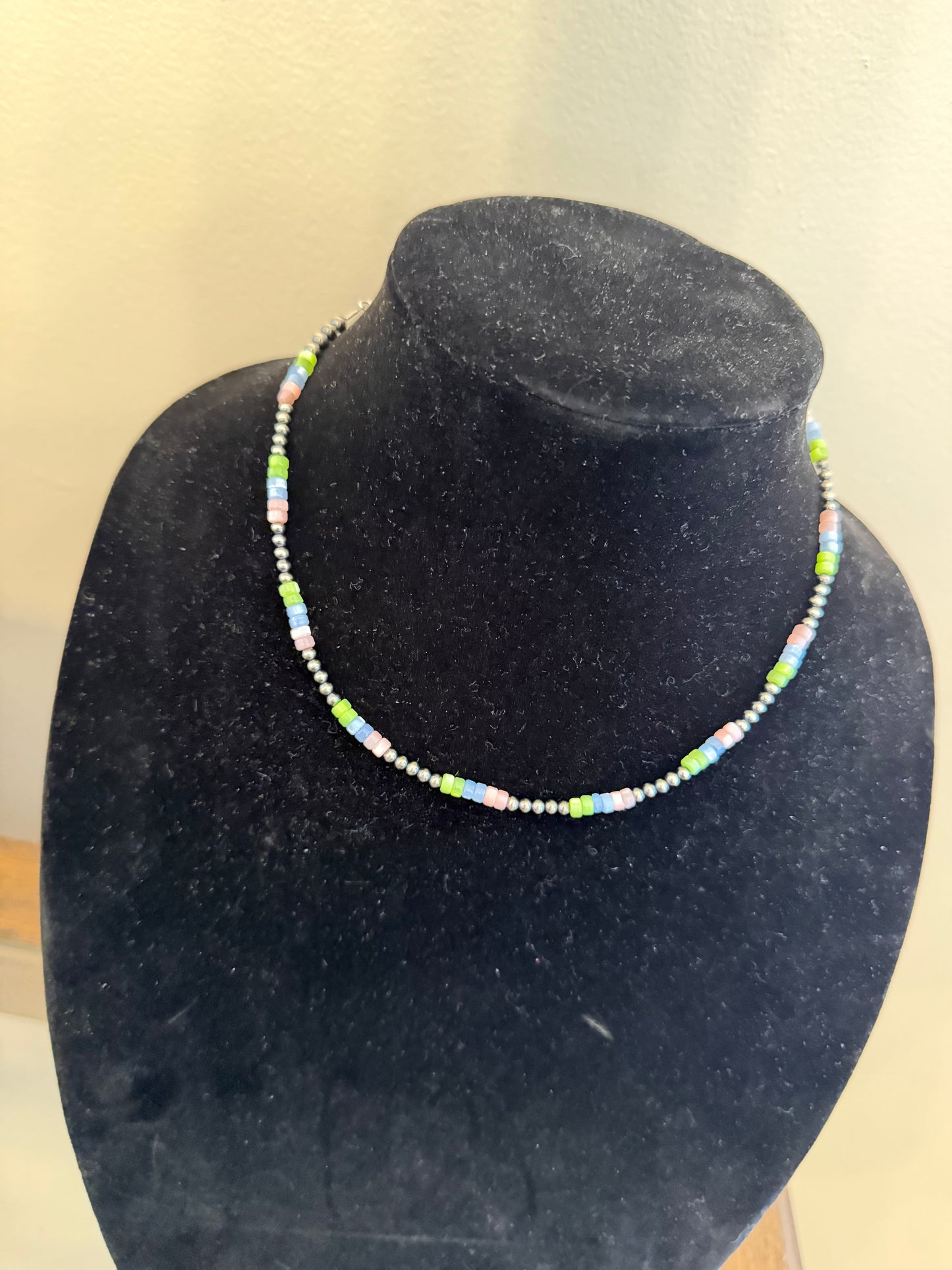 3-4mm pearl multi color mother of pearl necklace