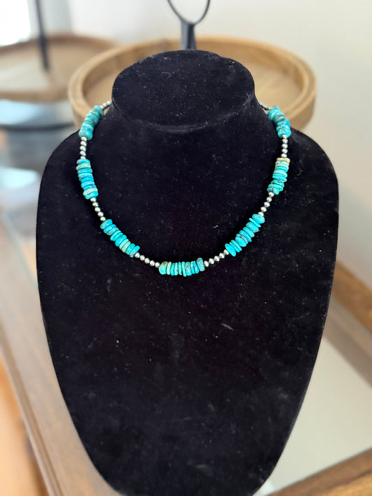 4mm pearl x turquoise necklace