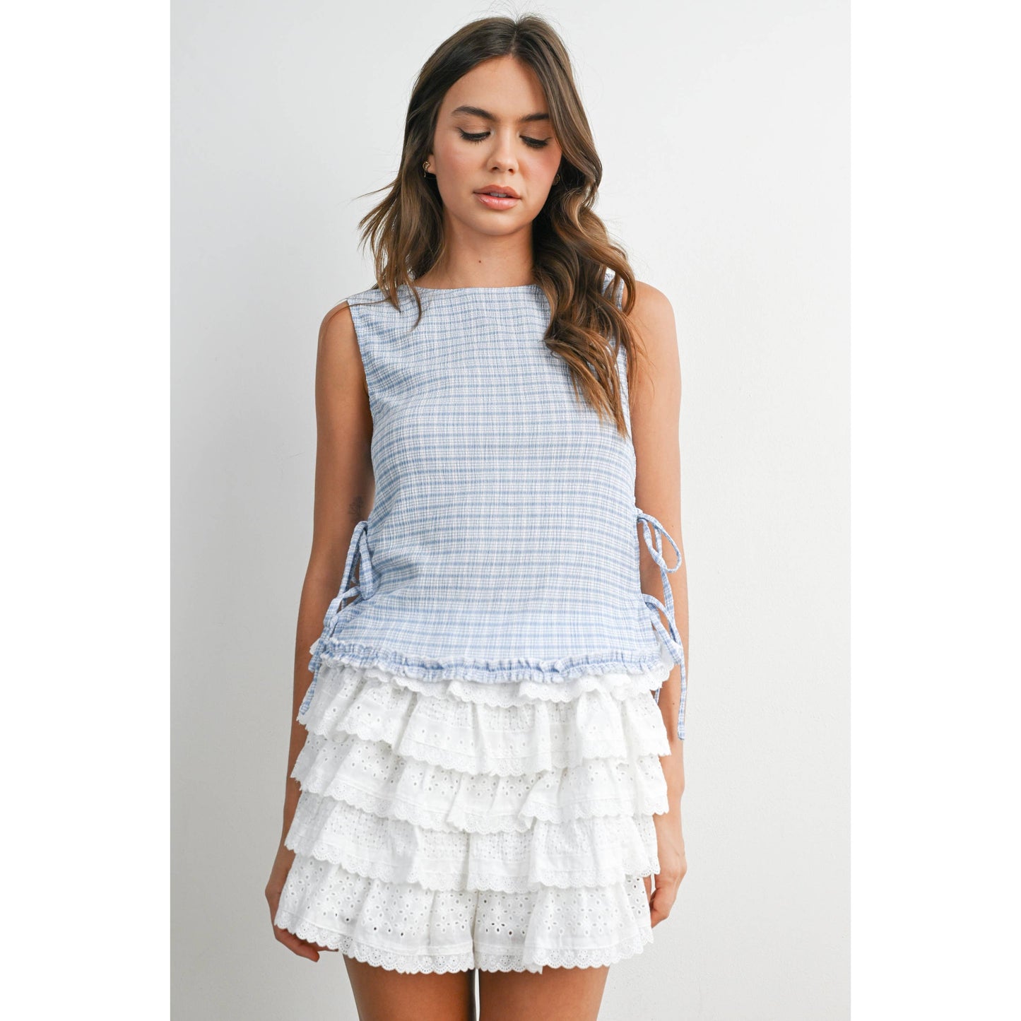 Checkered Ladder Lace-Up Vest - BMT8297