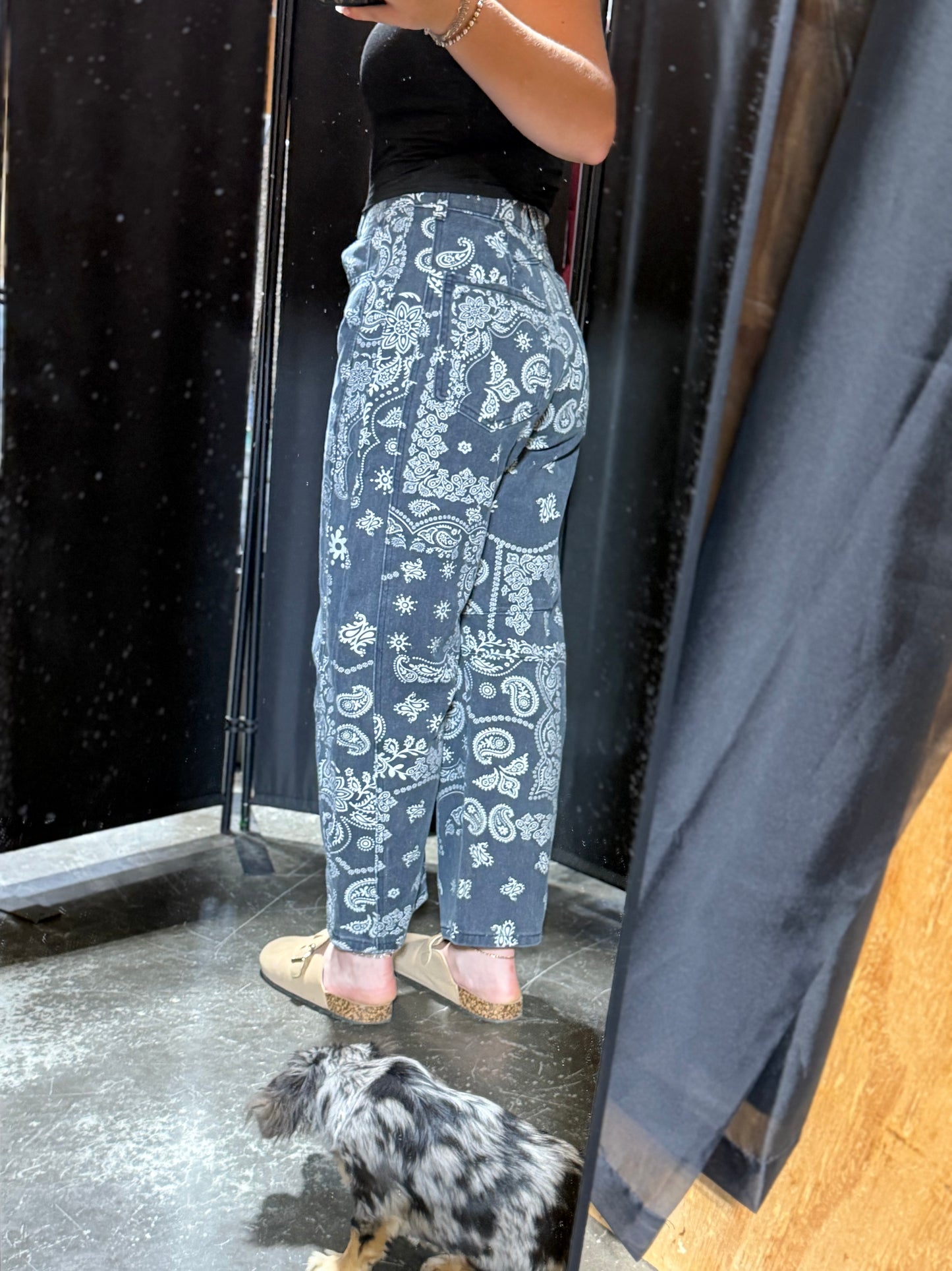Paisley Printed Denim Pants