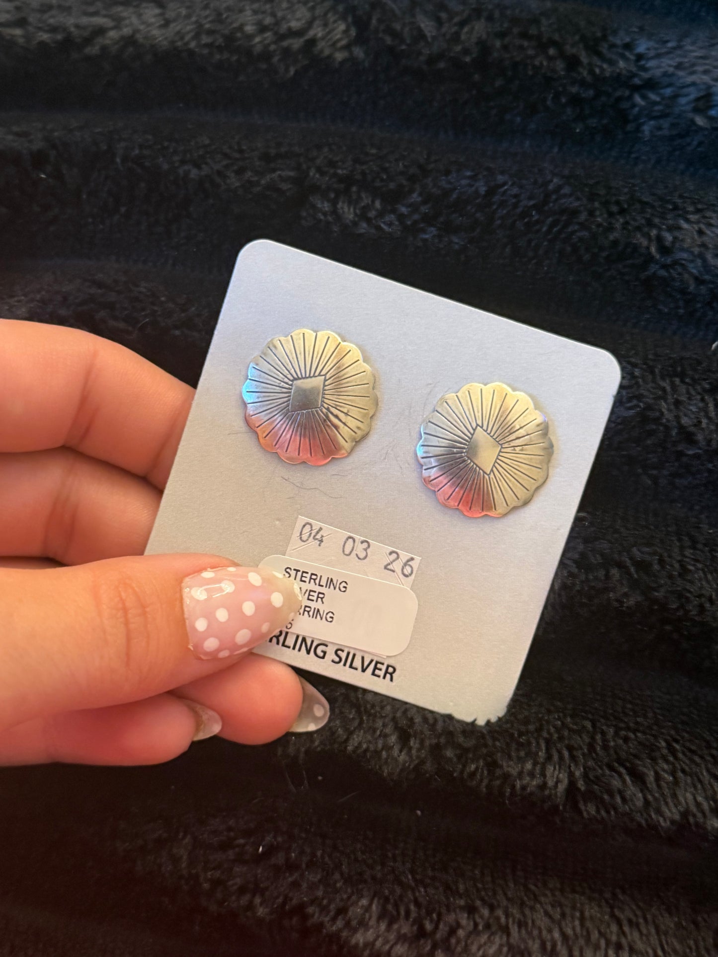 Sterling Silver Concho Earrings