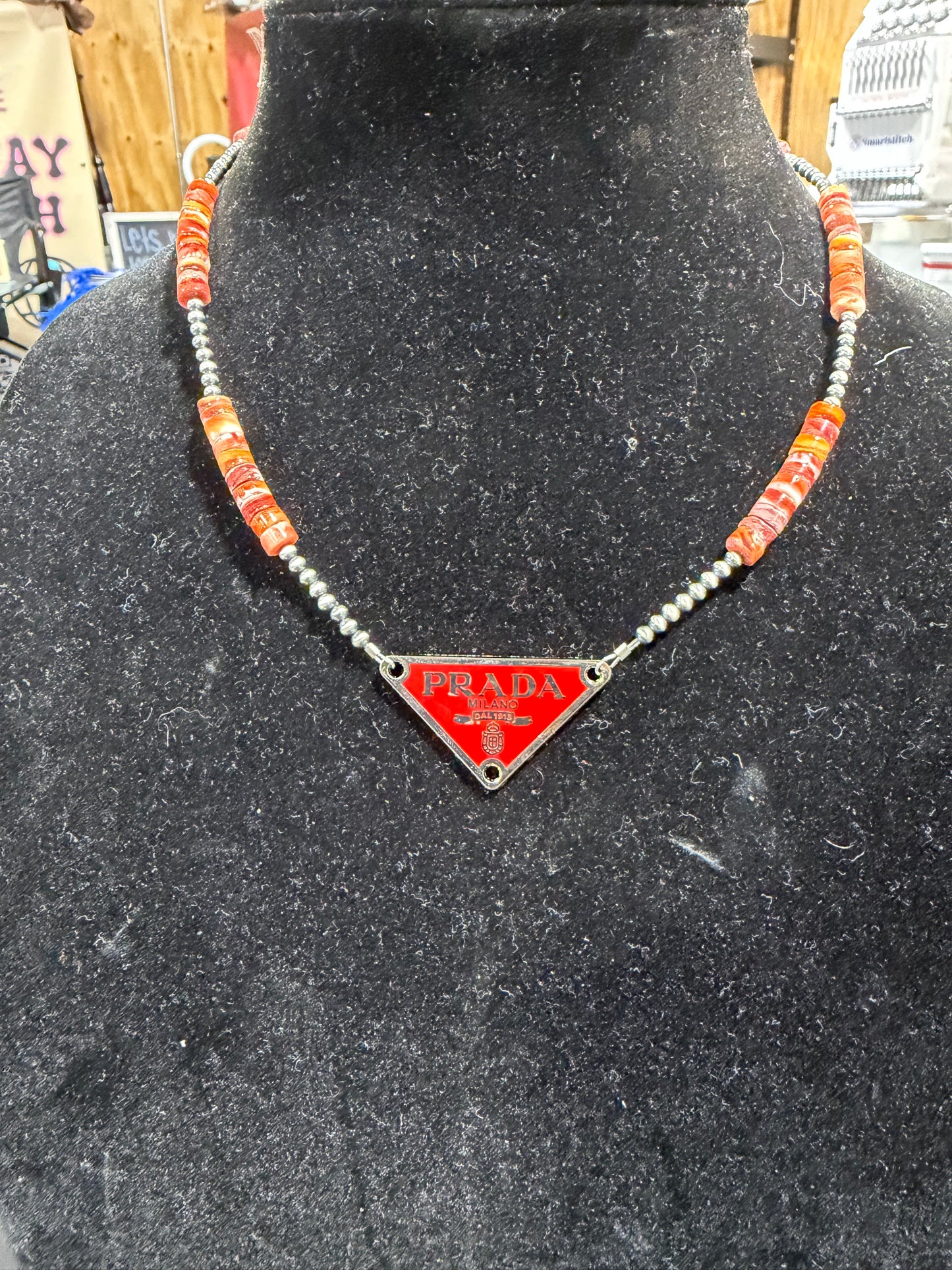 red spiny  x PRADA necklace