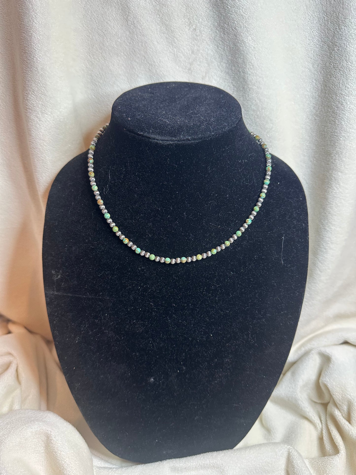 4mm corrugated x turquoise necklace