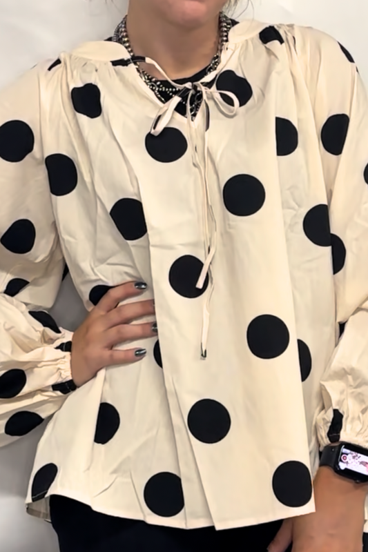 POLKA DOT EXAGGERATED BALLOON SLEEVES TOP