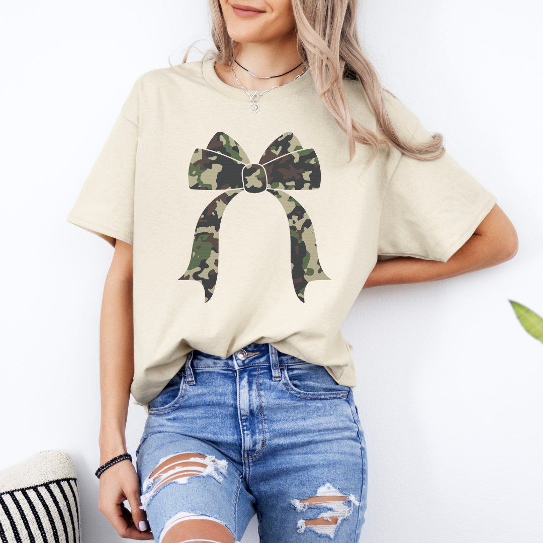 Camo Bow Tshirt/Crewneck