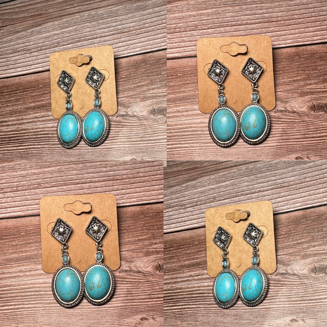 Mid length drop earrings I Turquoise