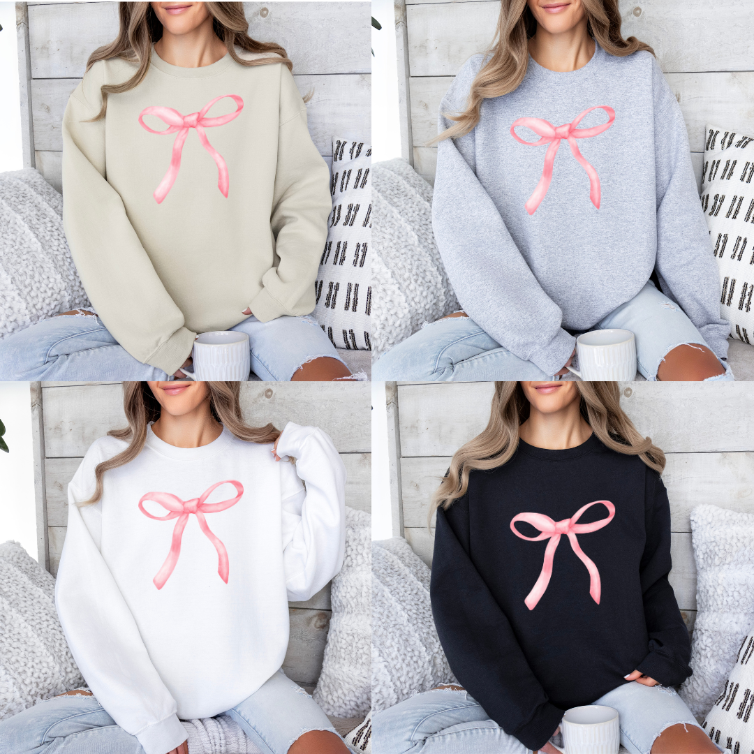 pink pastel bow crewneck