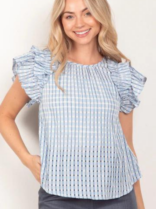 Ruffle Sleeve Woven Top