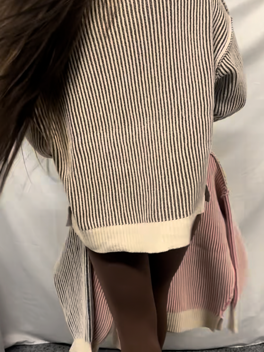 Two tone crewneck sweater