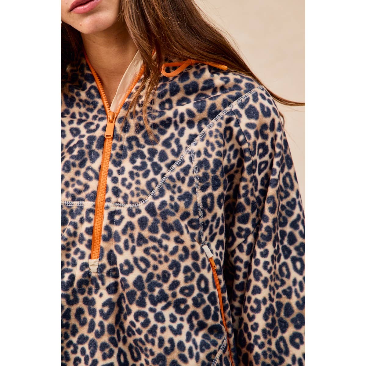 LEOPARD STITCH OVERSIZED BRUSHED TEXTURE JACKET