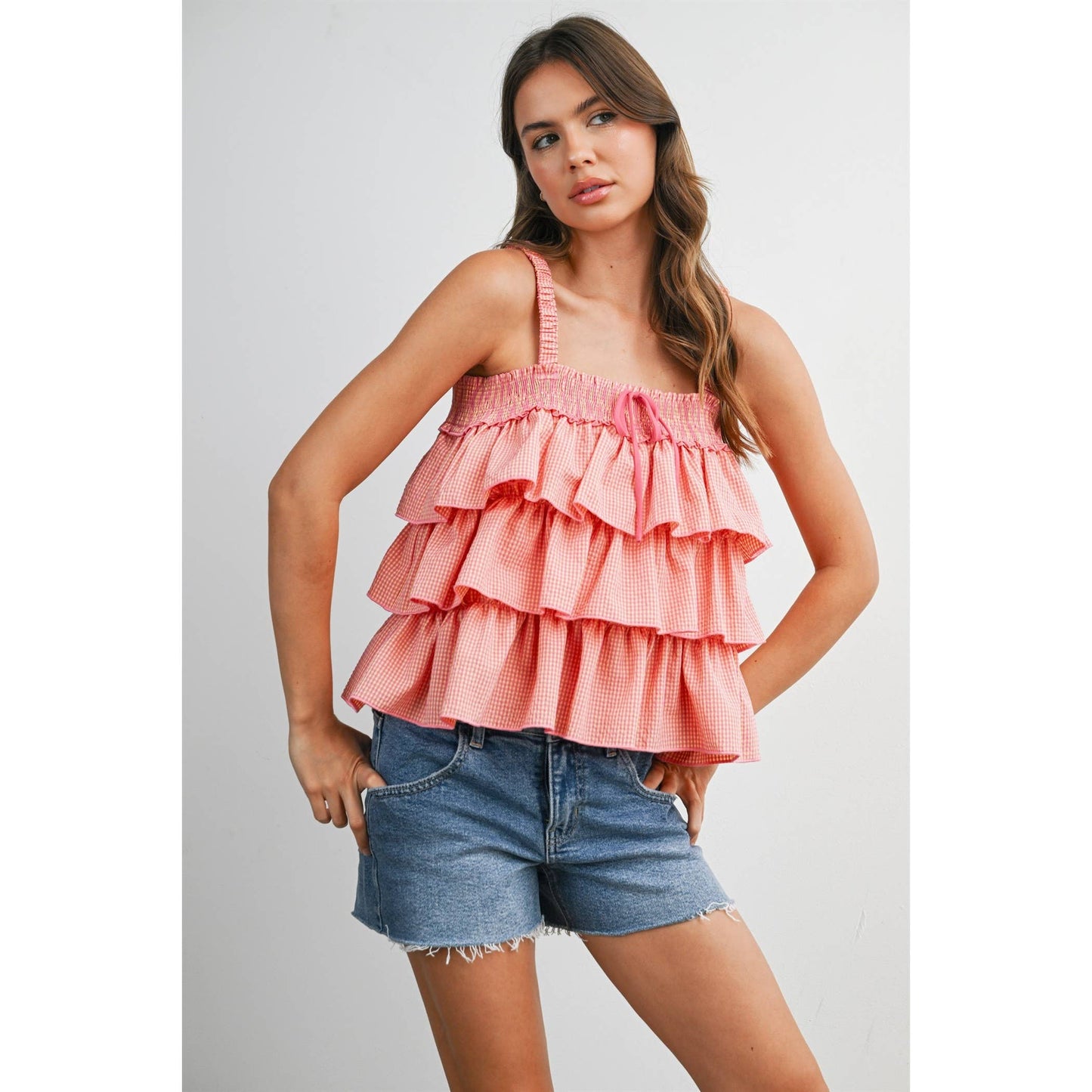 Ruffled Checkered Cami - BMT8395