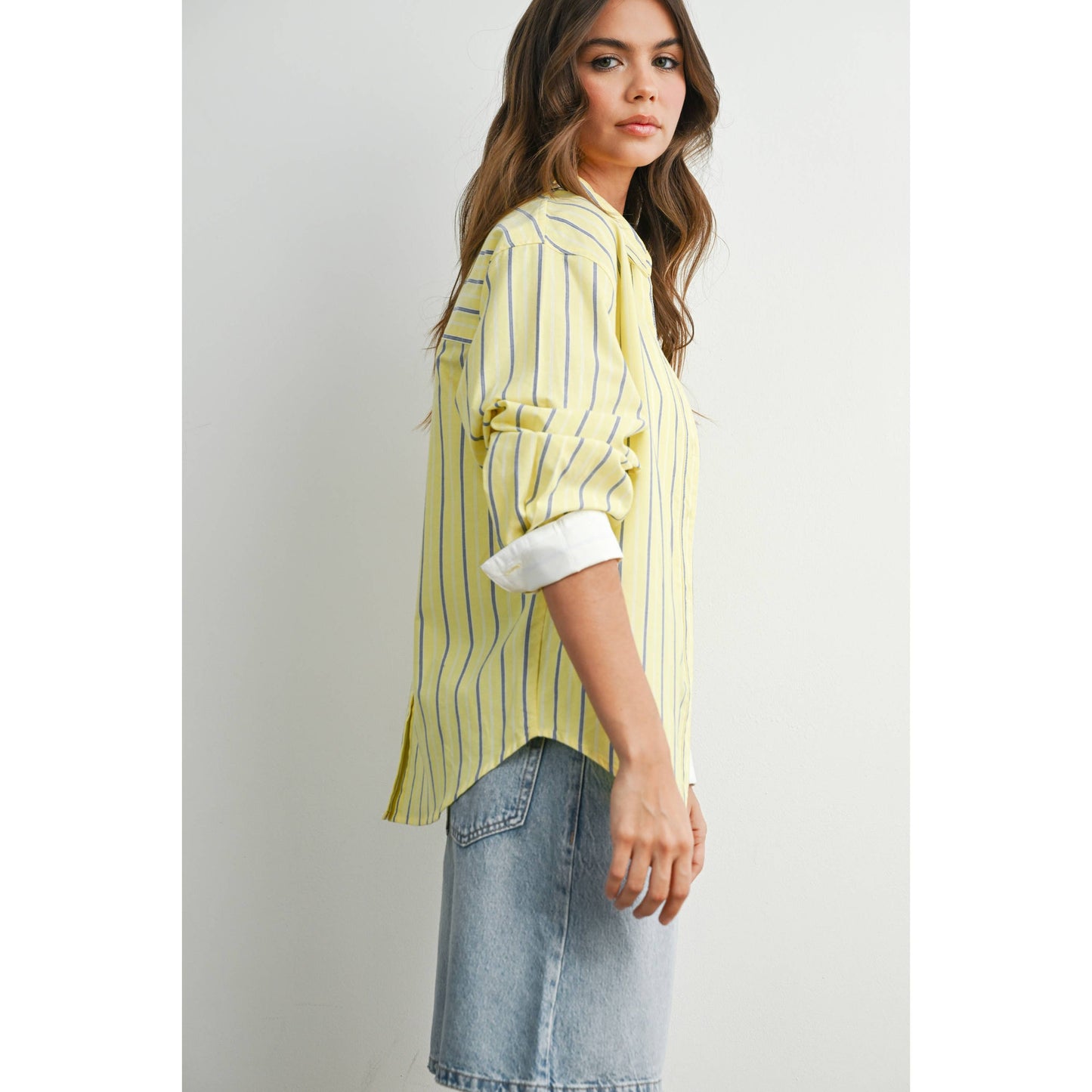 Striped Long-Sleeve Button-Up Shirt - BMT8055
