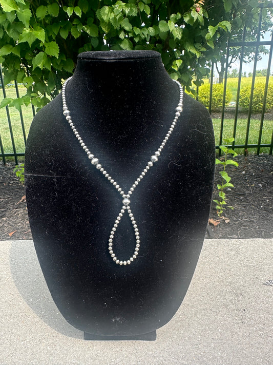 4-8mm graduated navajo style pearl lasso necklace